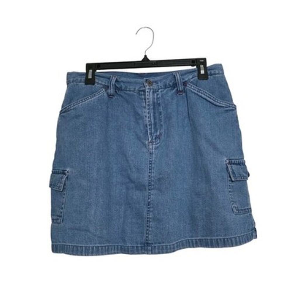 Vintage Denim Mini Skort Womens 12P Blue Jean Y2K Preppy Boho 2000s